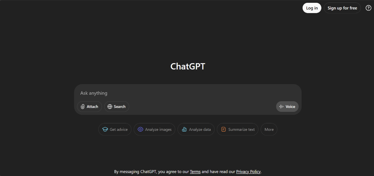 ChatGPT 4.5 desktop interface on blank screen