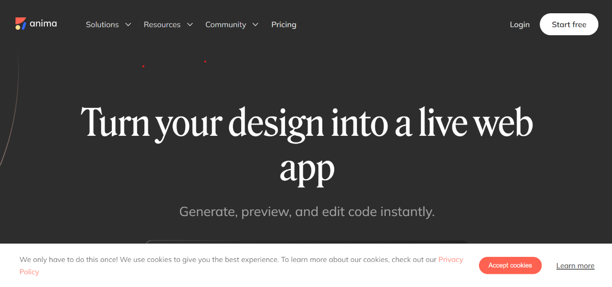 Anima exporting Figma design to HTML/CSS