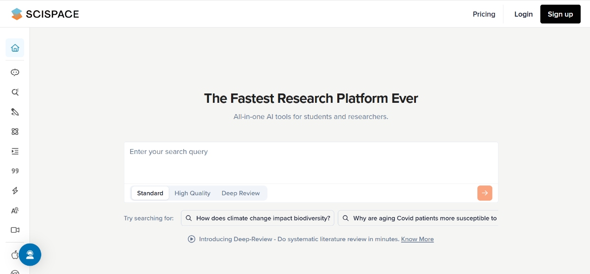 SciSpace research analysis tool