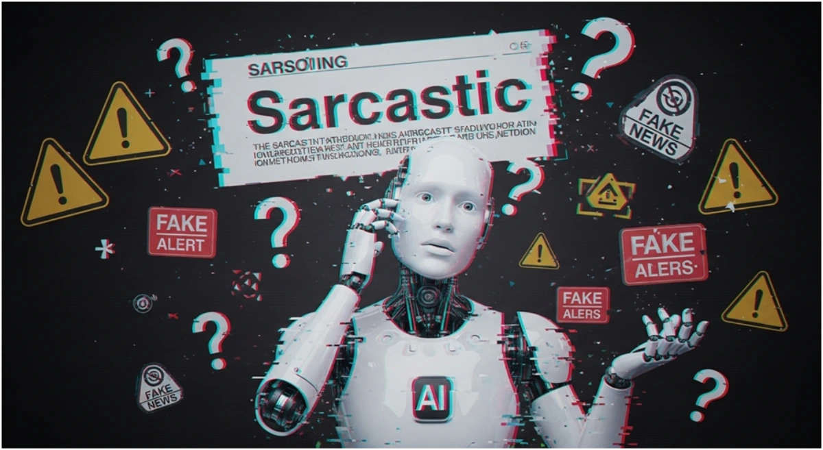 AI struggling with fake news and sarcasm in journalism.