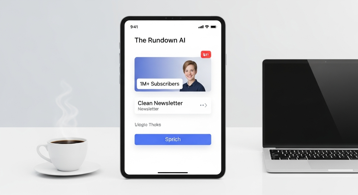 The Rundown AI newsletter on tablet with 1M+ subscribers