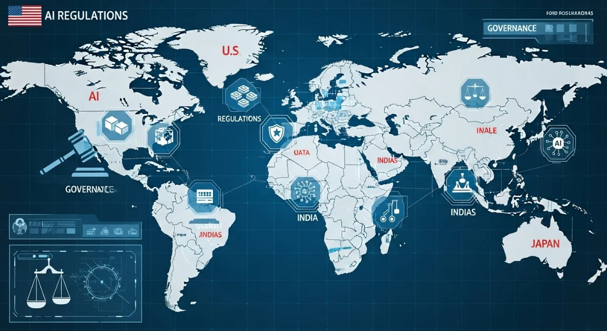 Global AI regulation map showing EU, US, and Asia