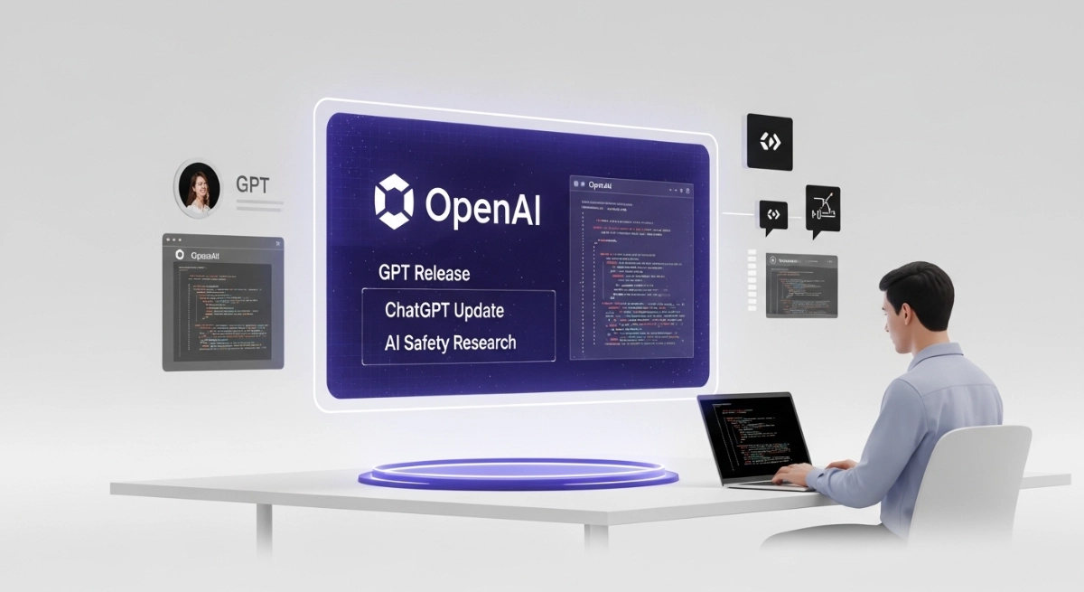 Developer reading new GPT updates on the official OpenAI blog