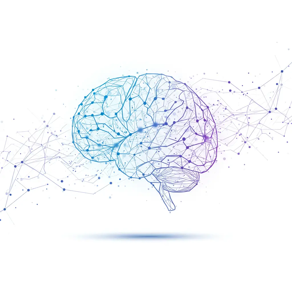 Abstract digital brain illustration representing AI research and innovation at Inovrex